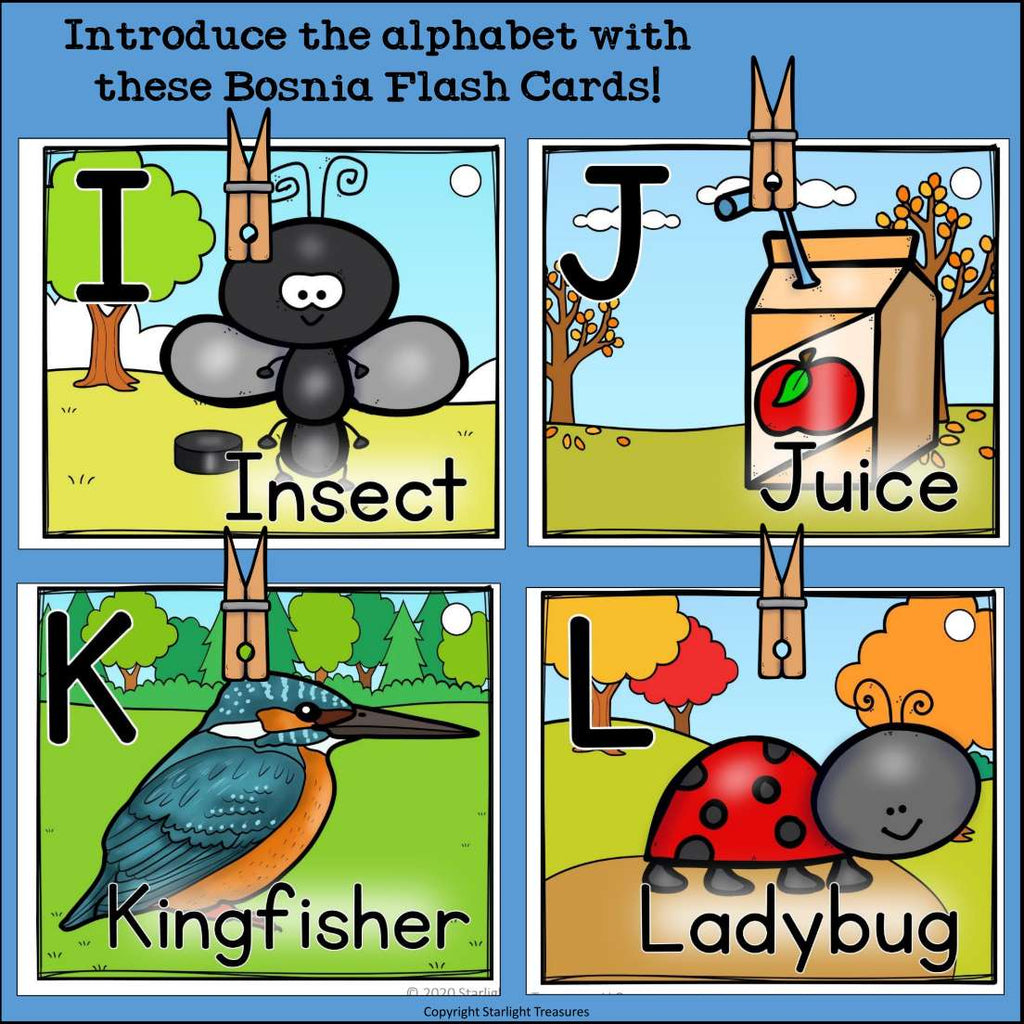 Alphabet Flash Cards for Early Readers - Country of Bosnia and Herzegovina