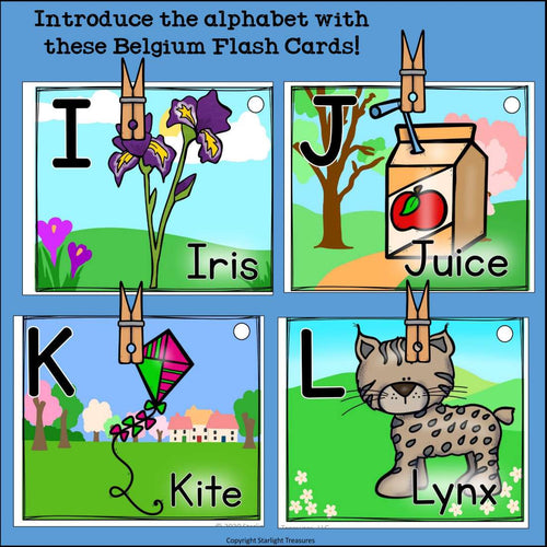 Alphabet Flash Cards for Early Readers - Country of Belgium