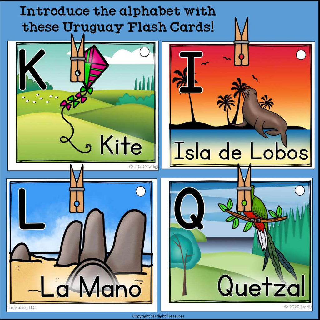Alphabet Flash Cards for Early Readers - Country of Uruguay