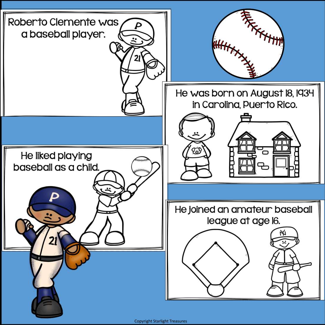 Roberto Clemente Mini Book for Early Readers: Hispanic Heritage Month
