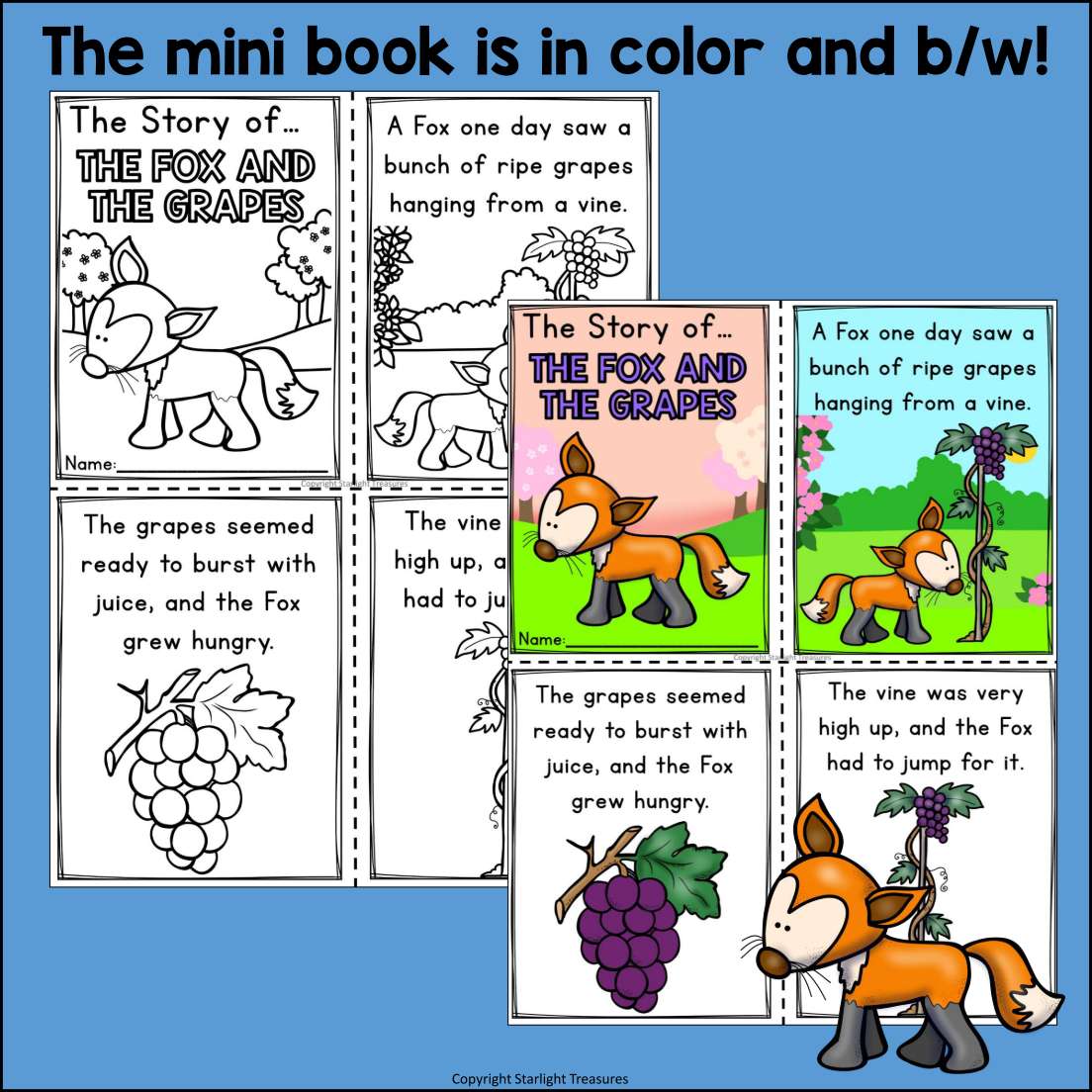 The Fox and the Grapes Mini Book for Early Readers - Aesop's Fables