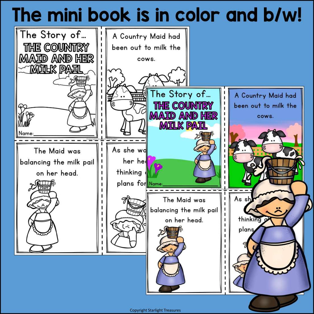 The Country Maid and Her Milk Pail Mini Book for Early Readers - Aesop's Fables