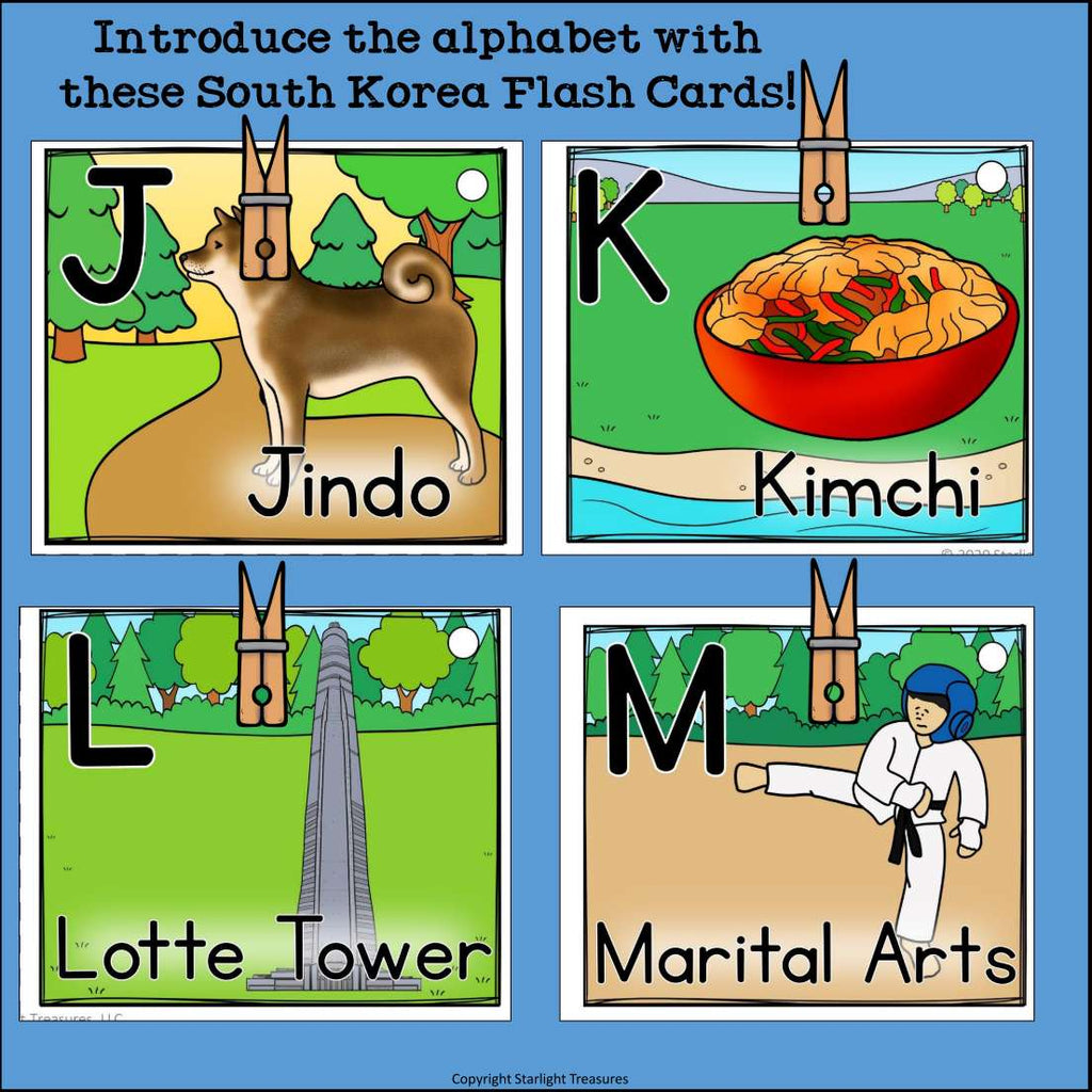 Alphabet Flash Cards for Early Readers - Country of South Korea