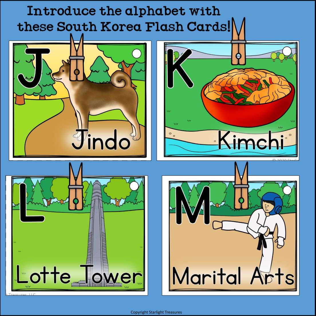 Alphabet Flash Cards for Early Readers - Country of South Korea