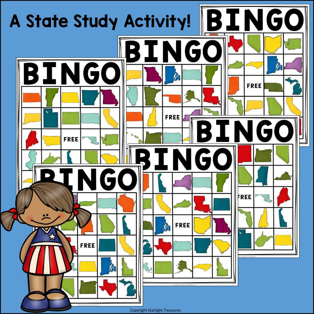 50 States Bingo Cards for Early Readers - 50 States Bingo FREEBIE