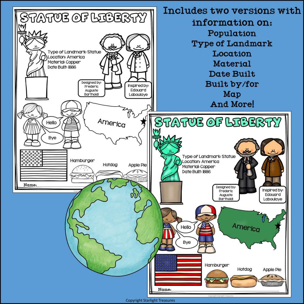 Statue of Liberty Fact Sheet for Early Readers - World Landmarks