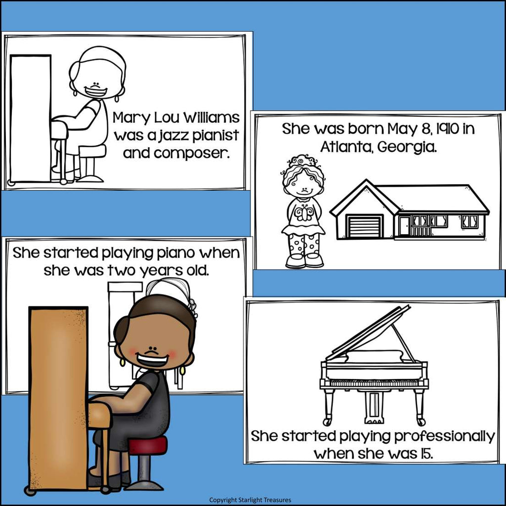 Mary Lou Williams Mini Book for Early Readers: Black History Month