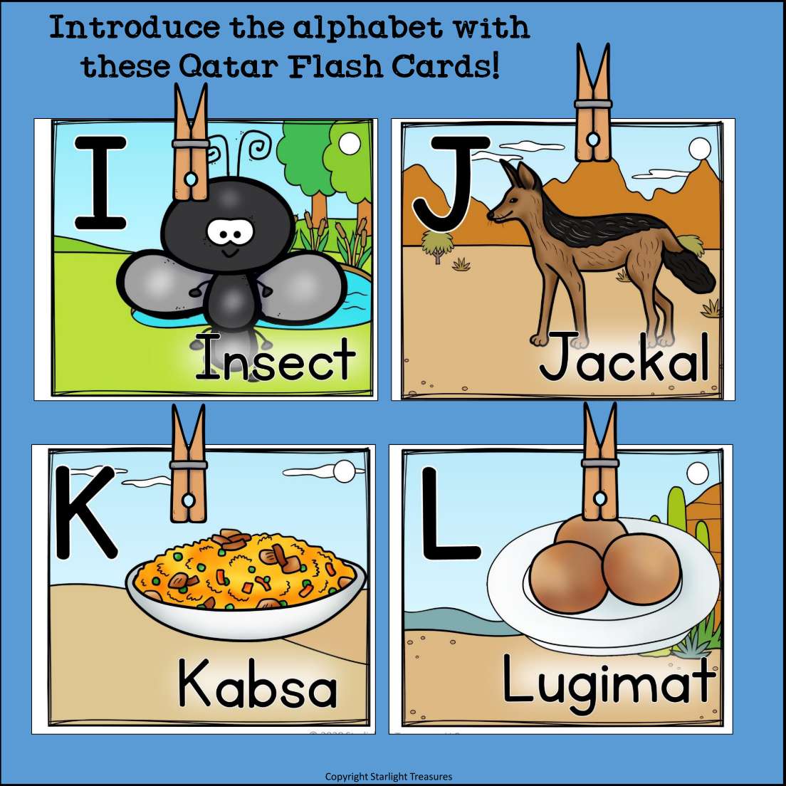 Alphabet Flash Cards for Early Readers - Country of Qatar