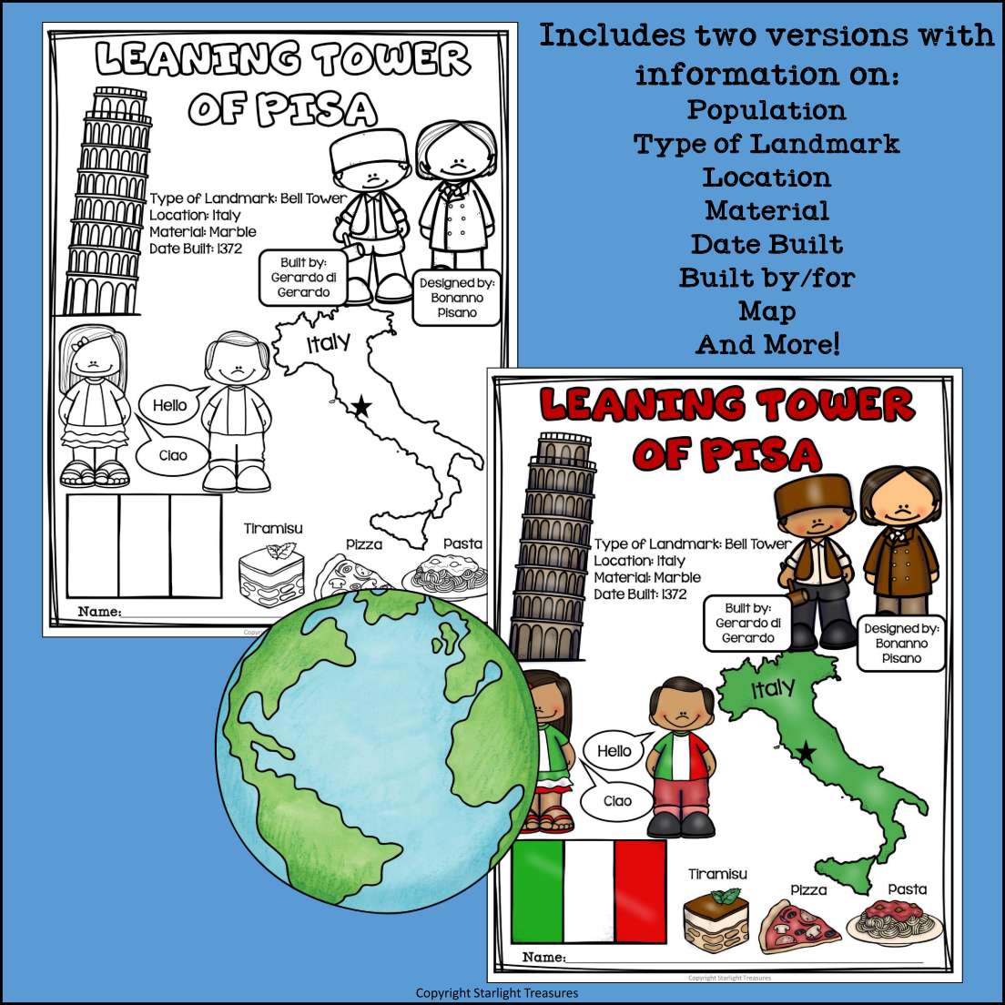 Leaning Tower of Pisa Fact Sheet for Early Readers - World Landmarks