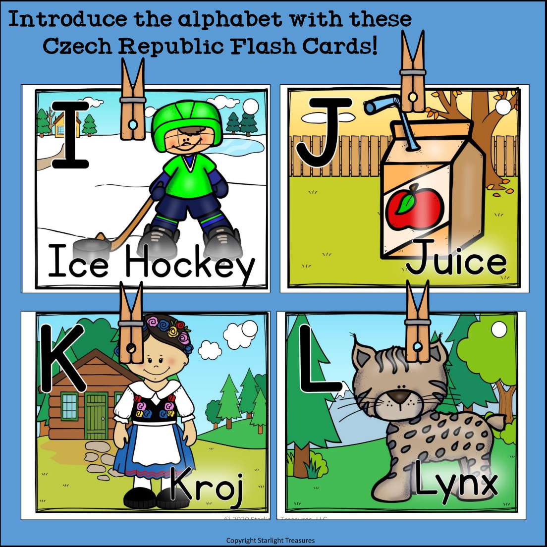 Alphabet Flash Cards for Early Readers - Country of Czech Republic