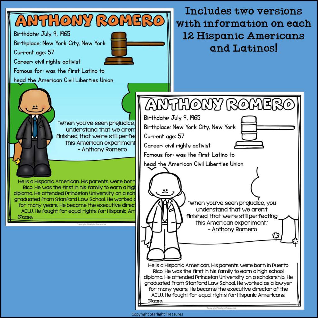 Hispanic Heritage Month Fact Sheets for Early Readers