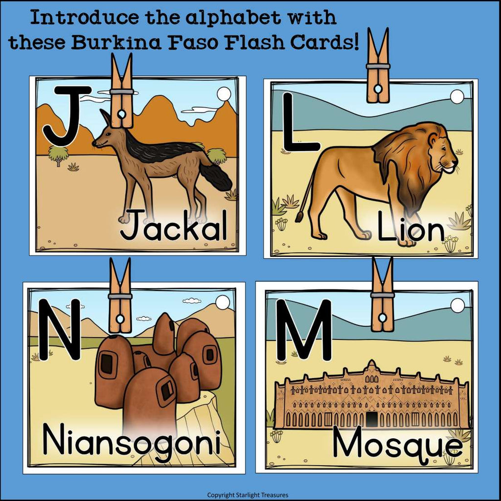Alphabet Flash Cards for Early Readers - Country of Burkina Faso