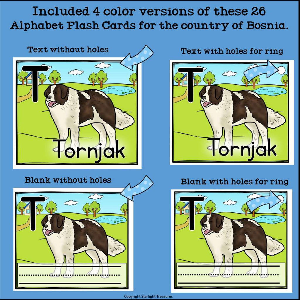 Alphabet Flash Cards for Early Readers - Country of Bosnia and Herzegovina