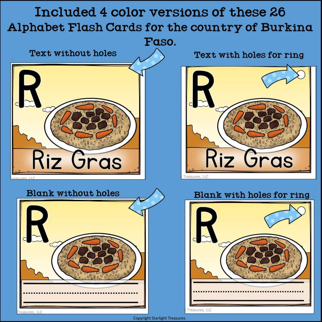 Alphabet Flash Cards for Early Readers - Country of Burkina Faso