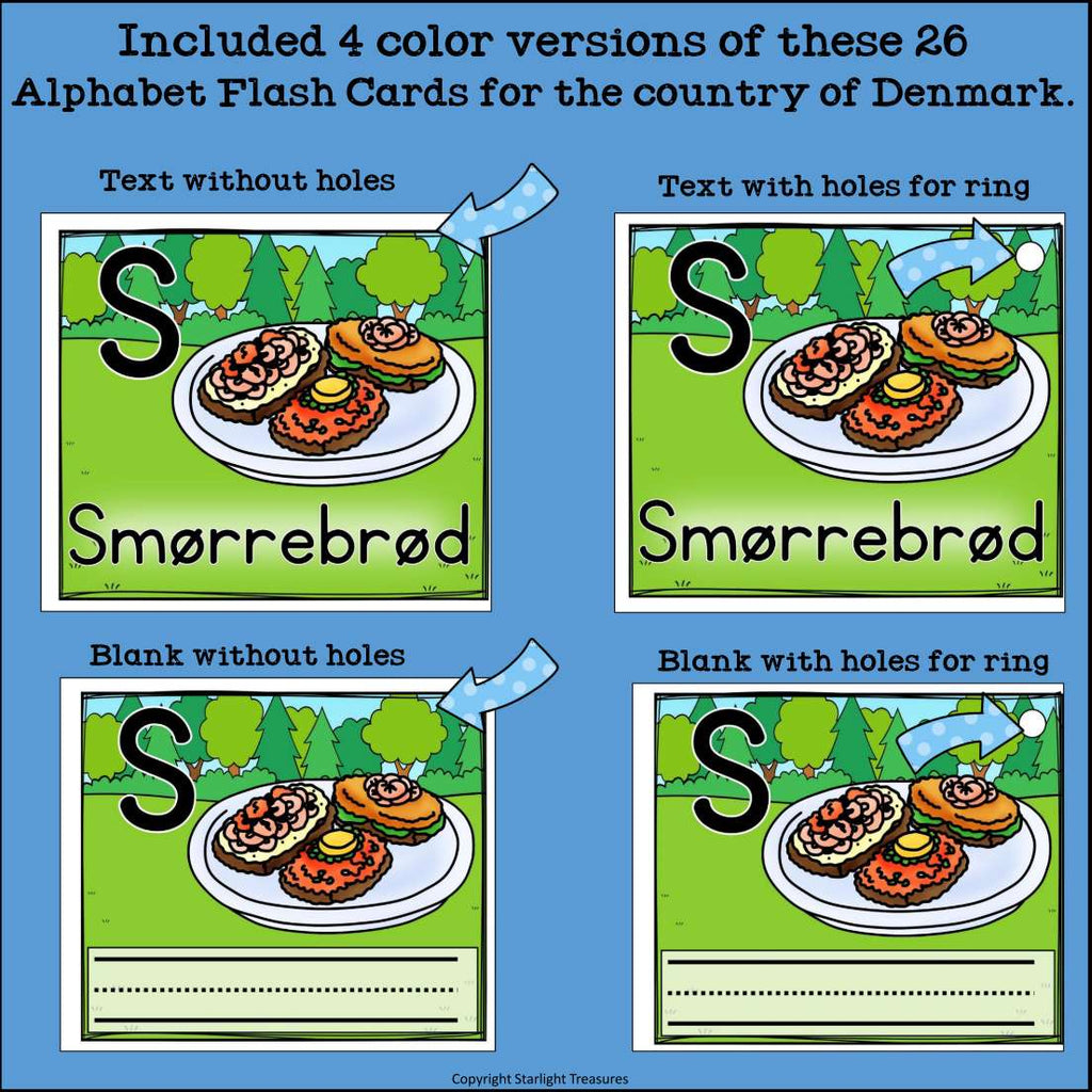 Alphabet Flash Cards for Early Readers - Country of Denmark