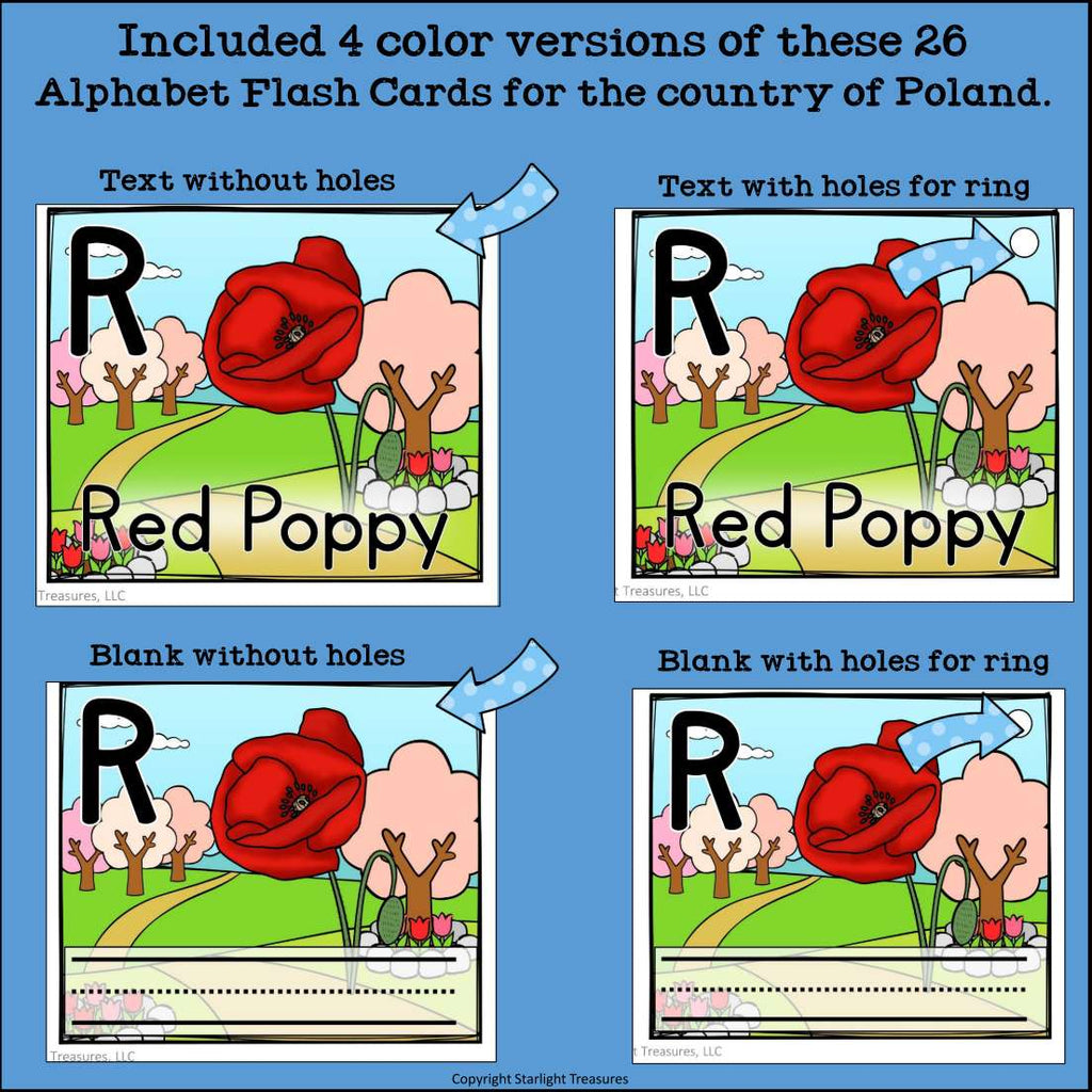 Alphabet Flash Cards for Early Readers - Country of Poland