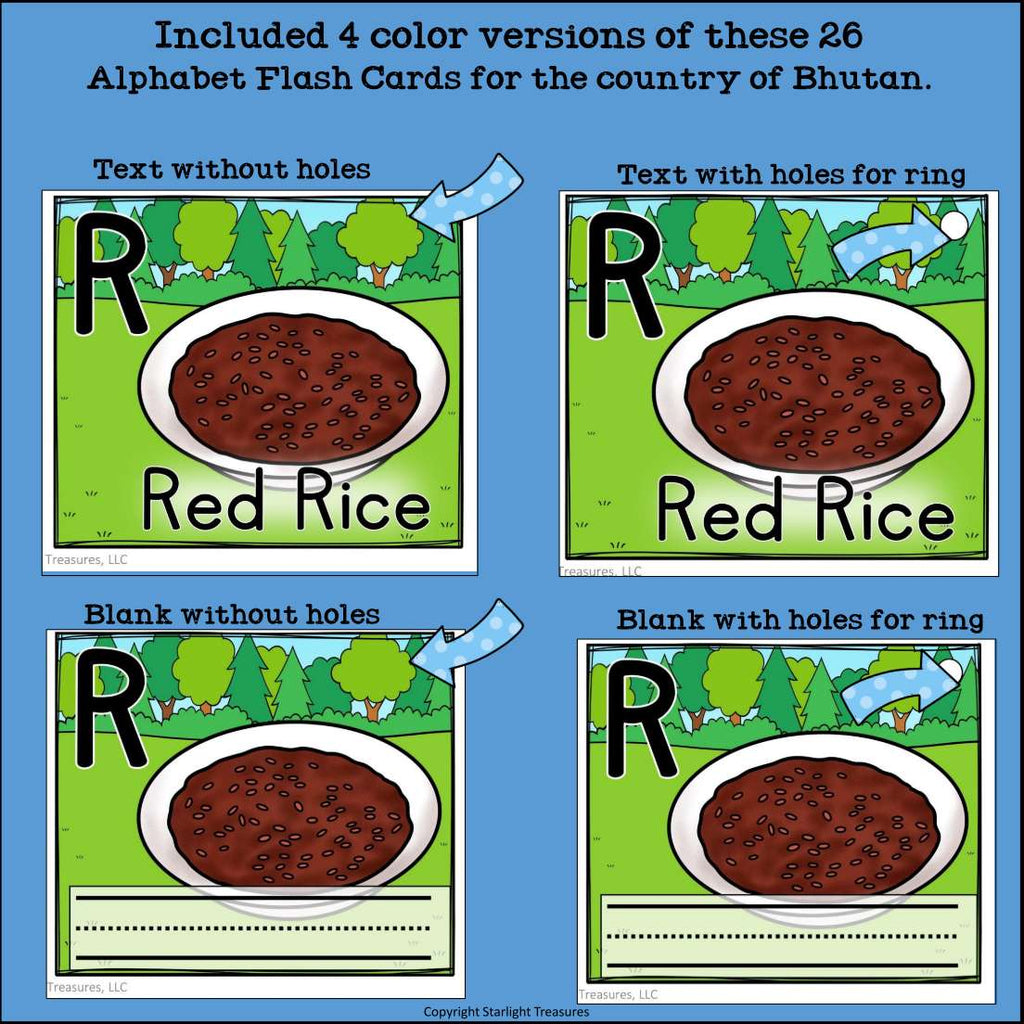 Alphabet Flash Cards for Early Readers - Country of Bhutan
