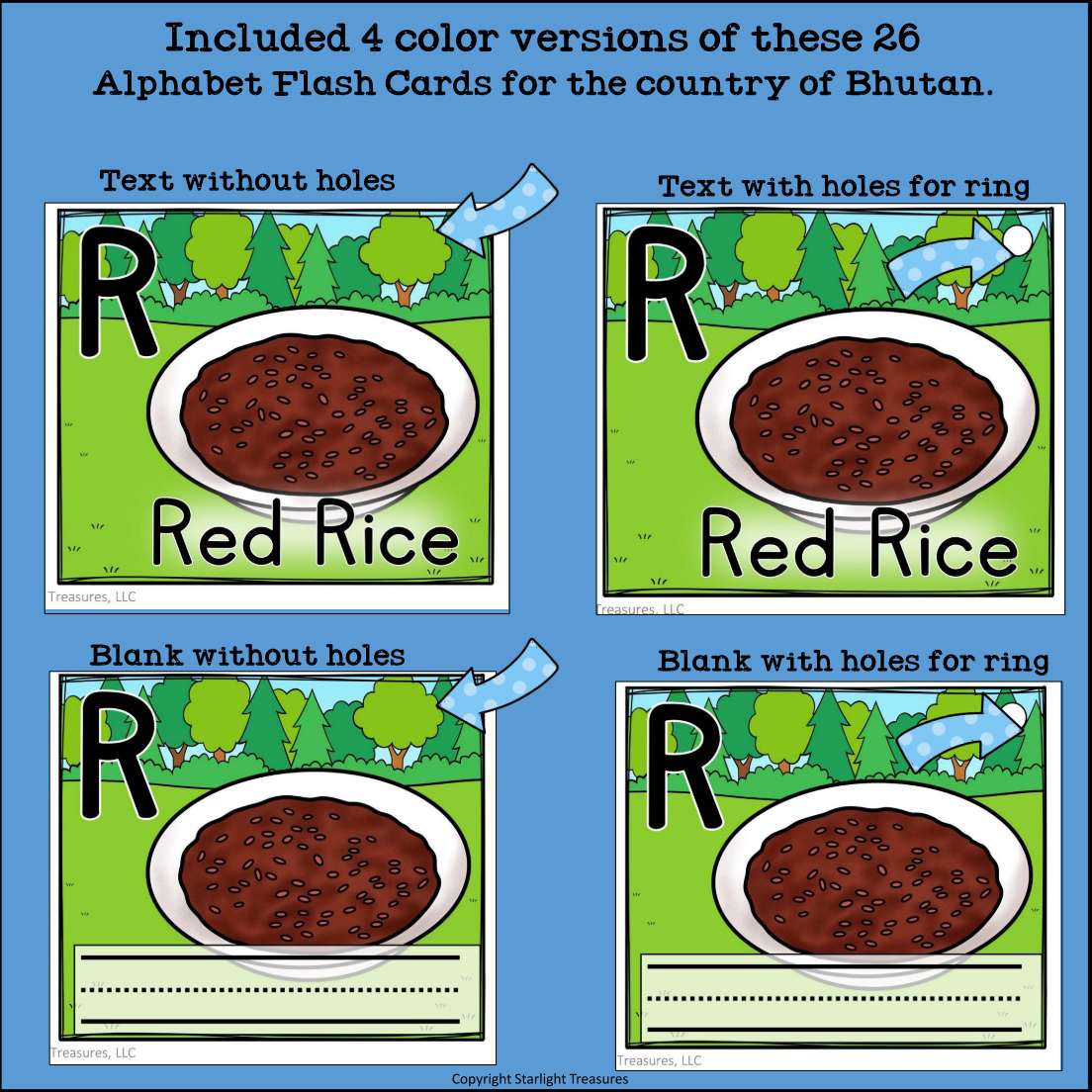 Alphabet Flash Cards for Early Readers - Country of Bhutan
