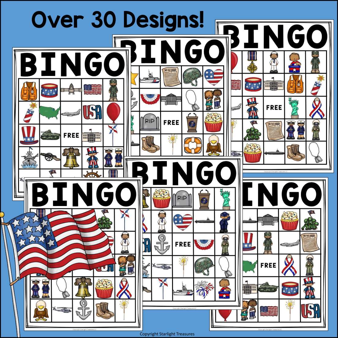 Memorial Day Bingo Cards for Early Readers - Memorial Day, Veterans Day FREEBIE