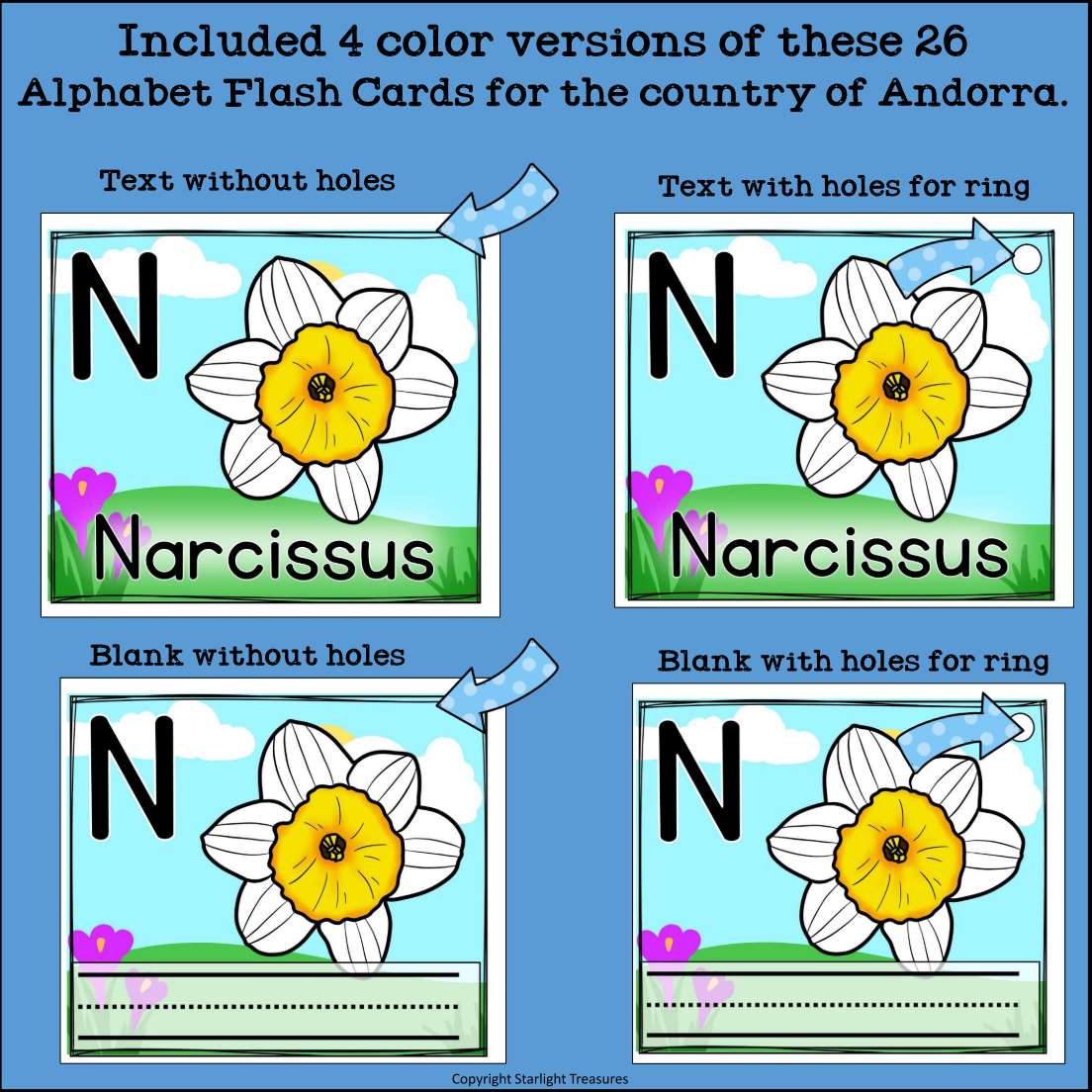 Alphabet Flash Cards for Early Readers - Country of Andorra
