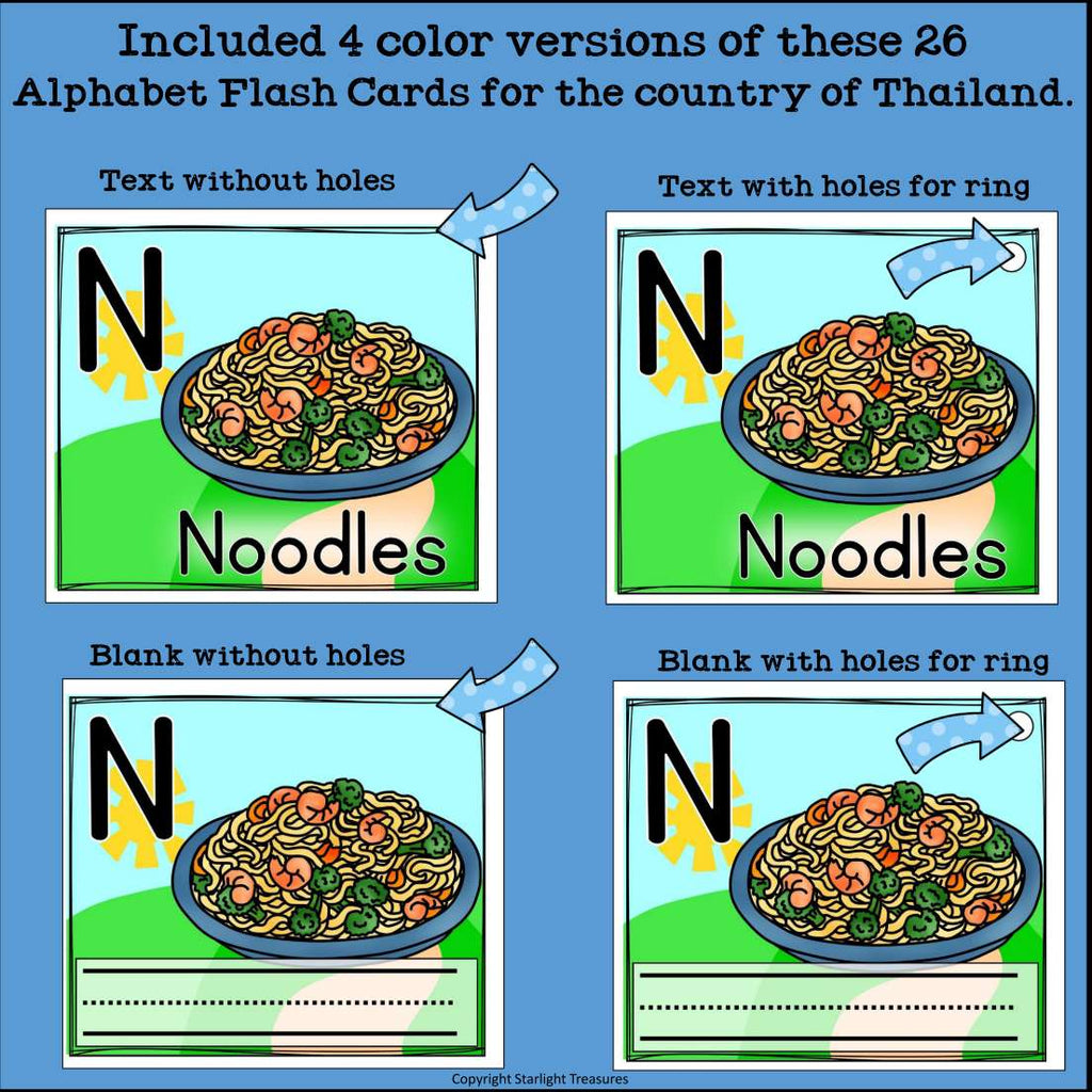 Alphabet Flash Cards for Early Readers - Country of Thailand