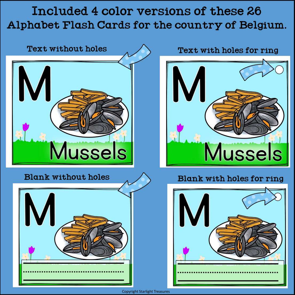 Alphabet Flash Cards for Early Readers - Country of Belgium