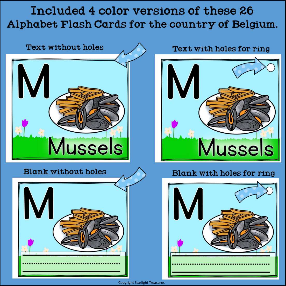 Alphabet Flash Cards for Early Readers - Country of Belgium