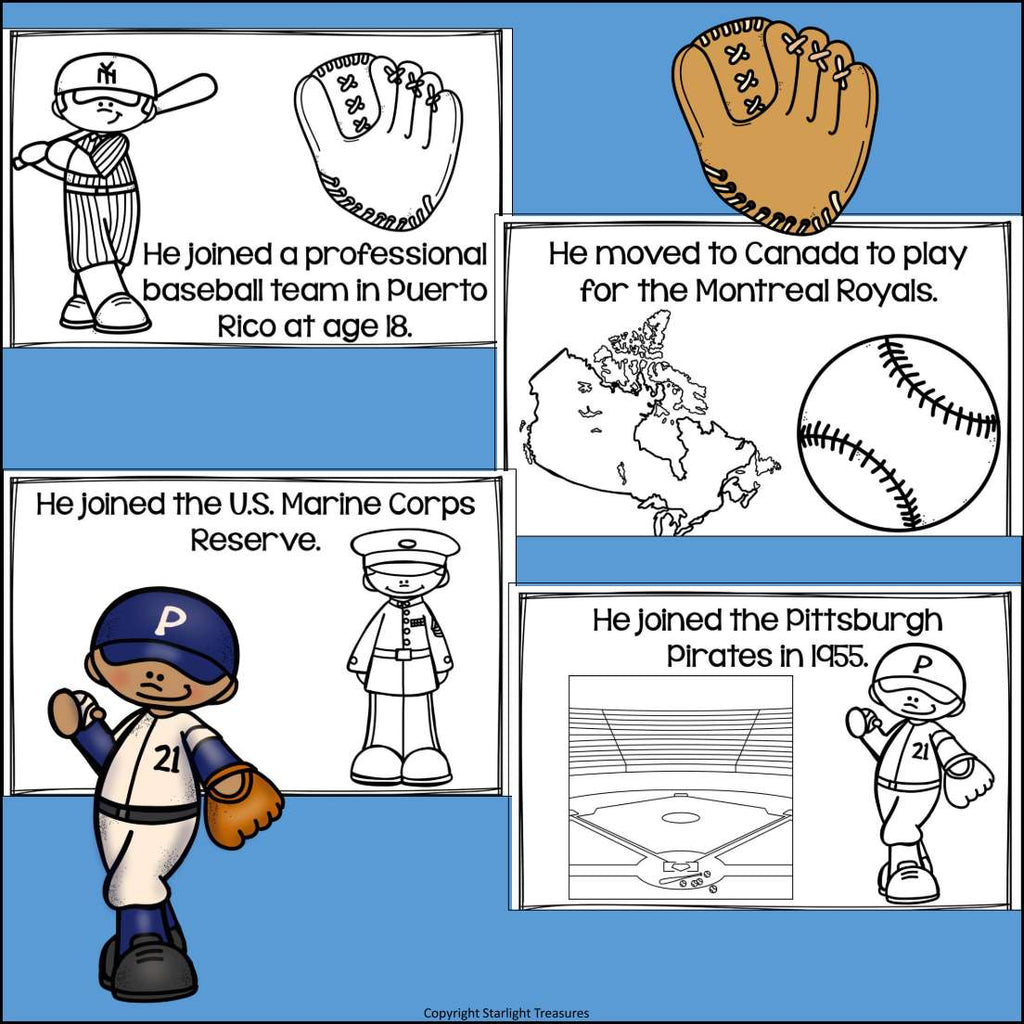 Roberto Clemente Mini Book for Early Readers: Hispanic Heritage Month