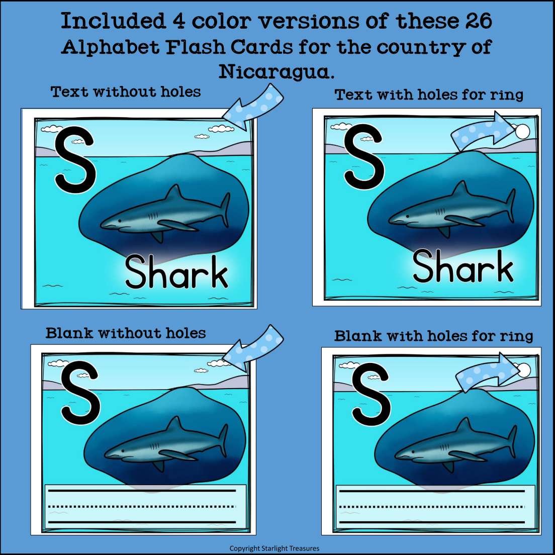 Alphabet Flash Cards for Early Readers - Country of Nicaragua