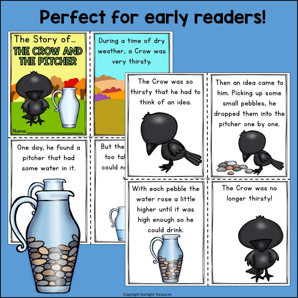 The Crow and the Pitcher Mini Book for Early Readers - Aesop's Fables