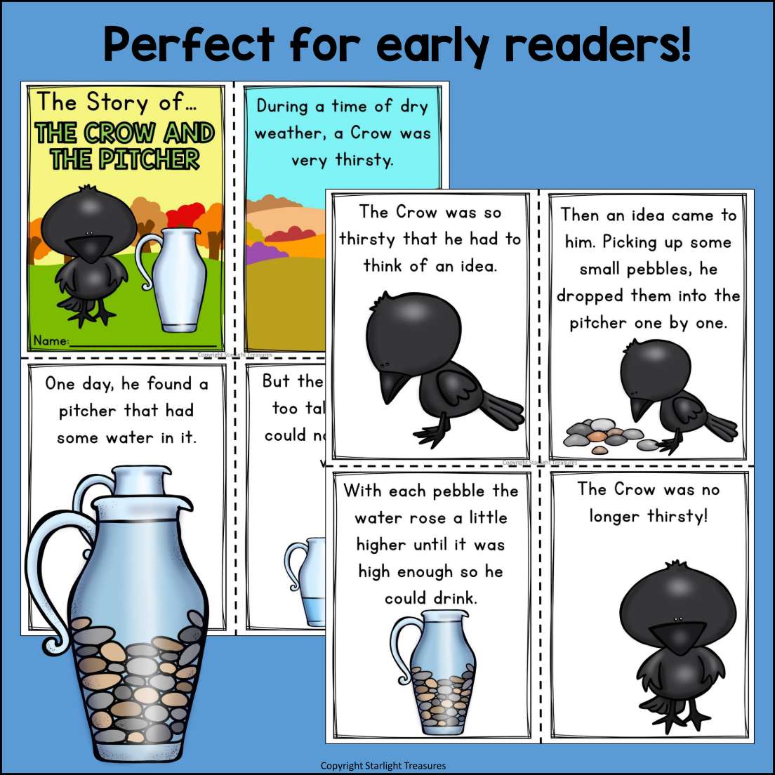 The Crow and the Pitcher Mini Book for Early Readers - Aesop's Fables