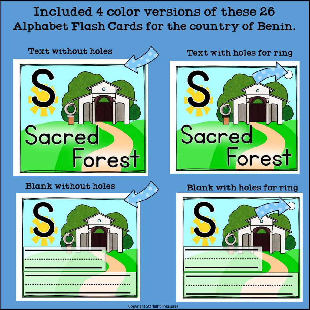 Alphabet Flash Cards for Early Readers - Country of Benin