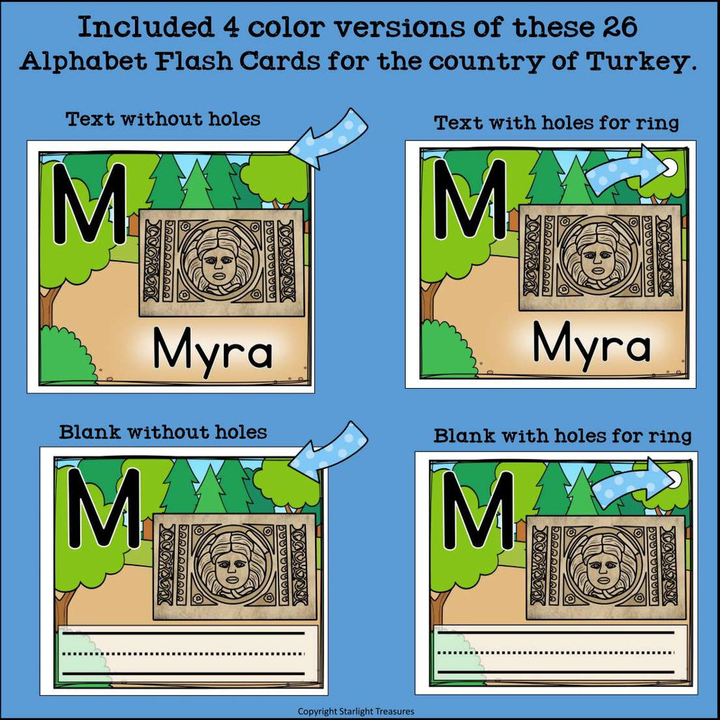 Alphabet Flash Cards for Early Readers - Country of Turkey