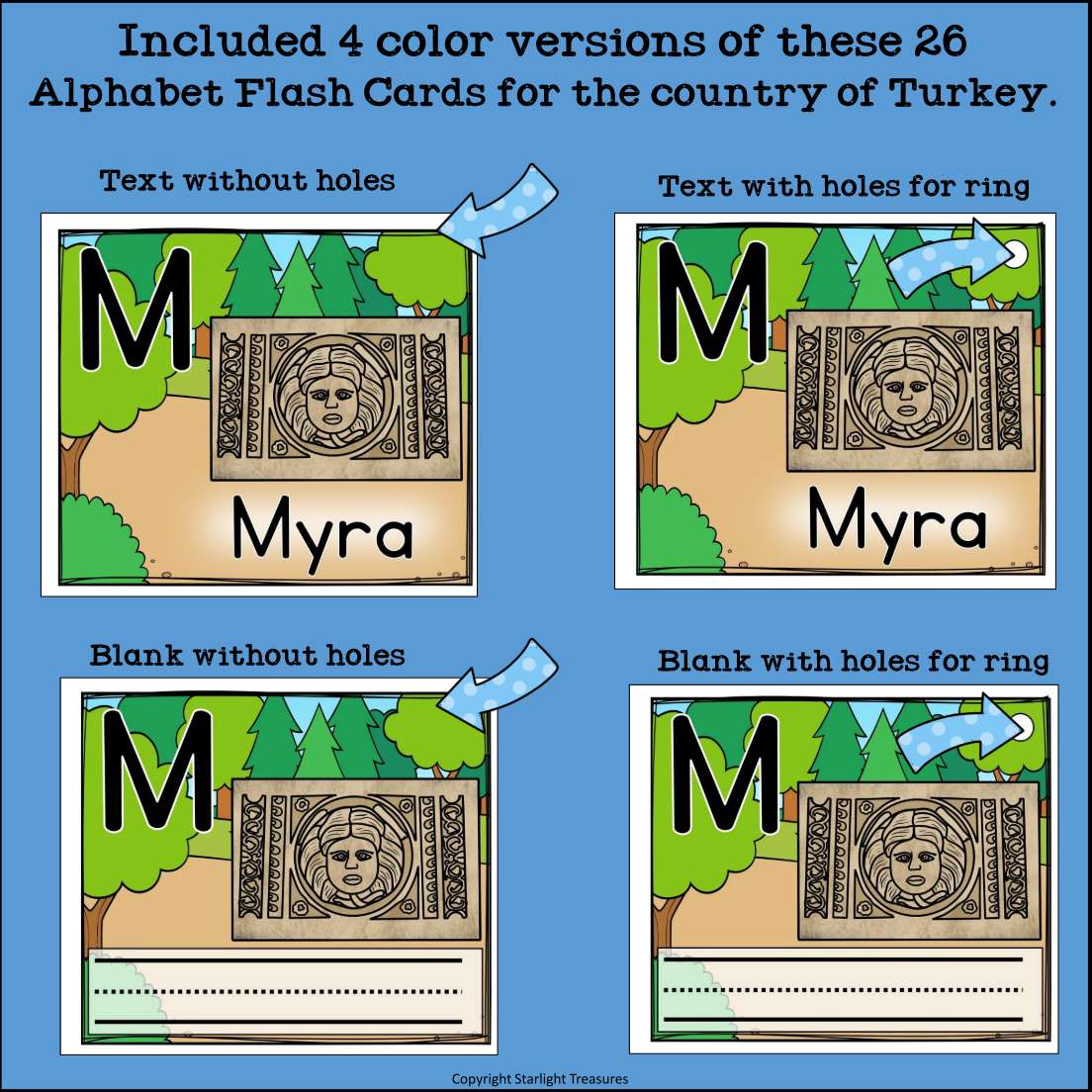 Alphabet Flash Cards for Early Readers - Country of Turkey