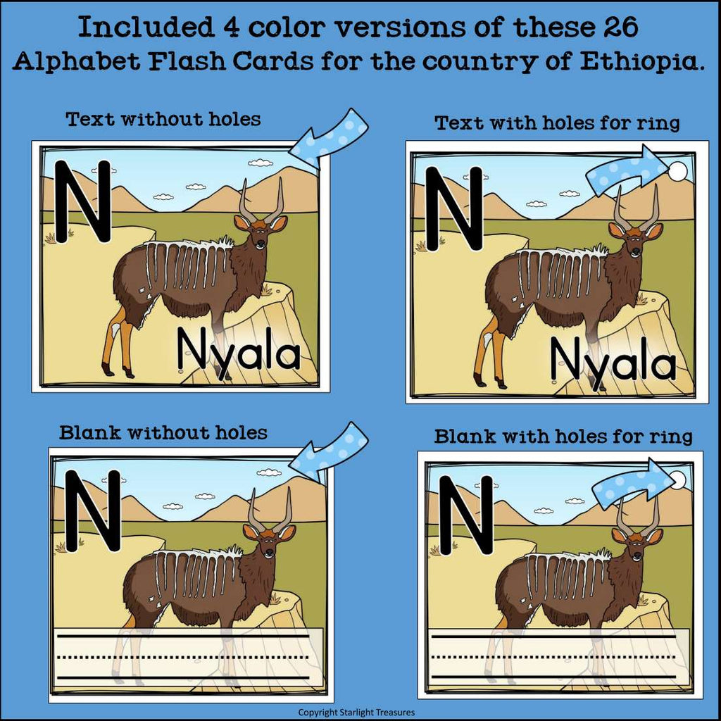 Alphabet Flash Cards for Early Readers - Country of Ethiopia