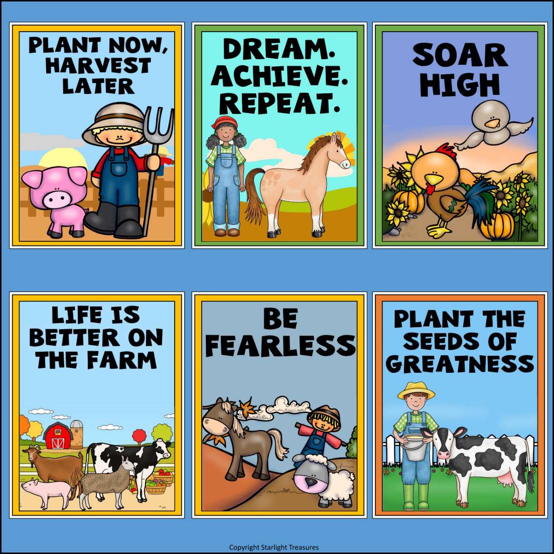 Classroom Décor Inspirational Posters - Farm Theme