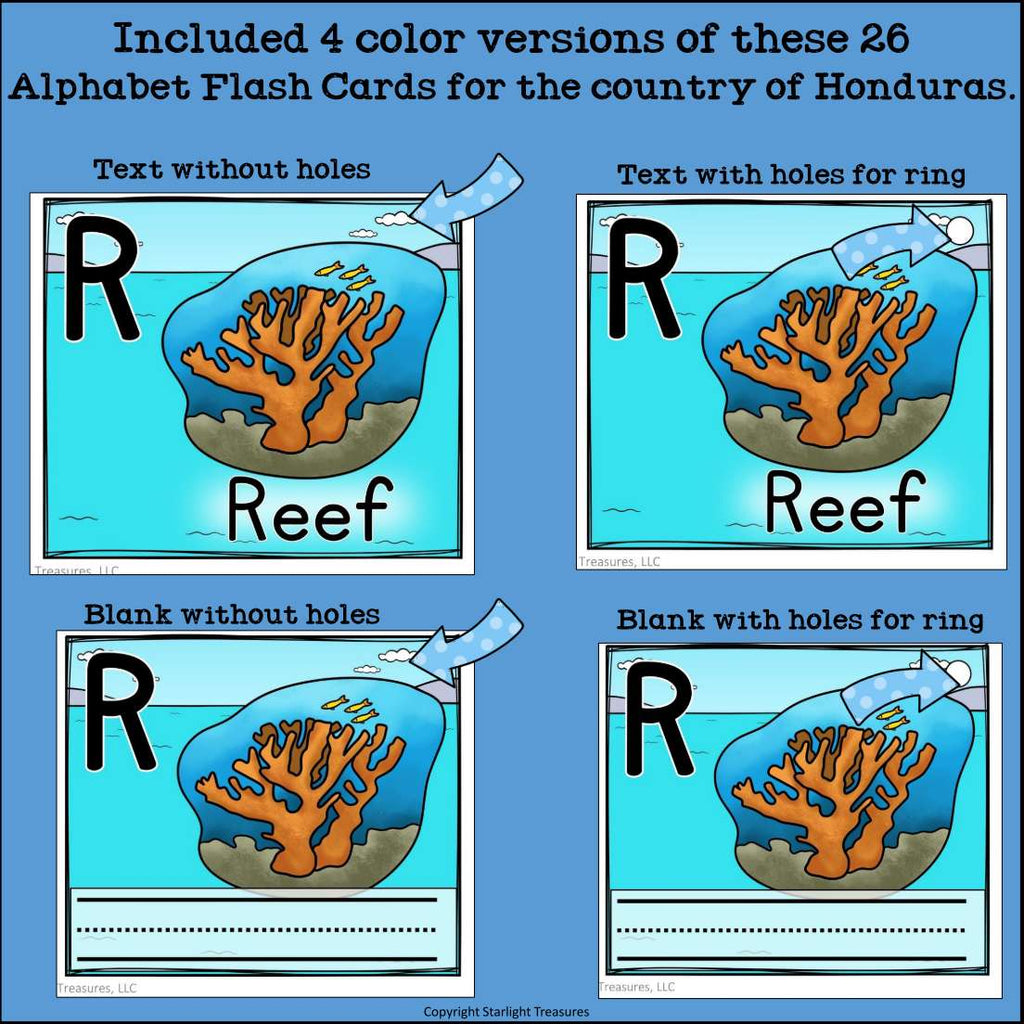 Alphabet Flash Cards for Early Readers - Country of Honduras