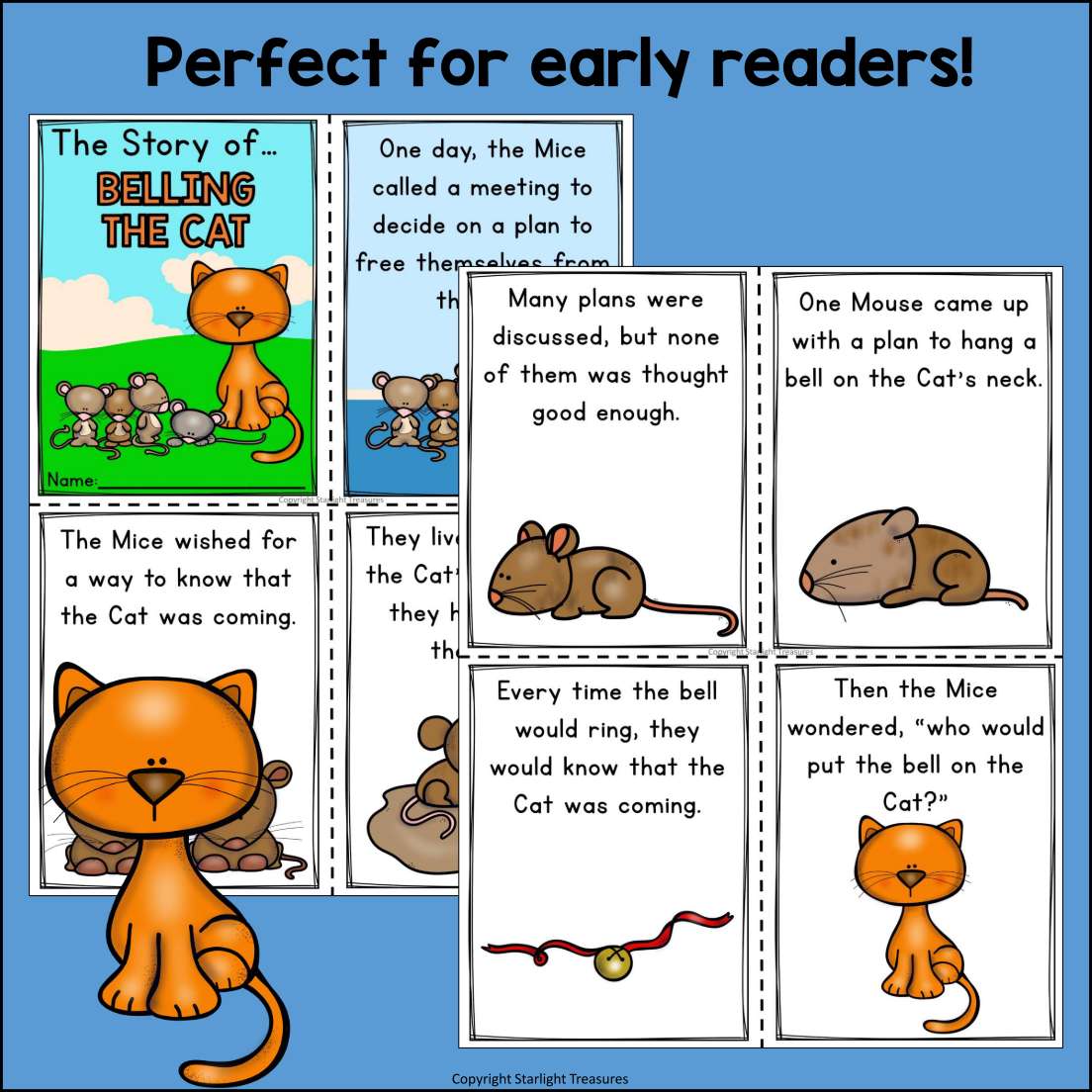 Belling the Cat Mini Book for Early Readers - Aesop's Fables