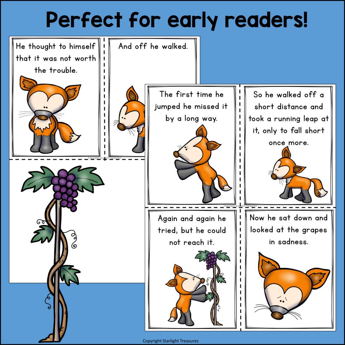The Fox and the Grapes Mini Book for Early Readers - Aesop's Fables