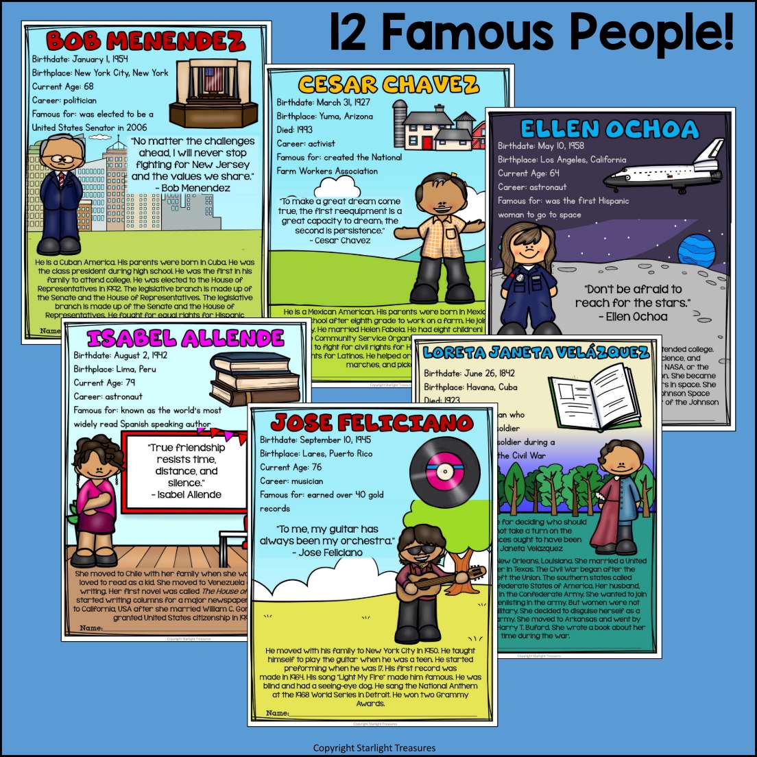 Hispanic Heritage Month Fact Sheets for Early Readers