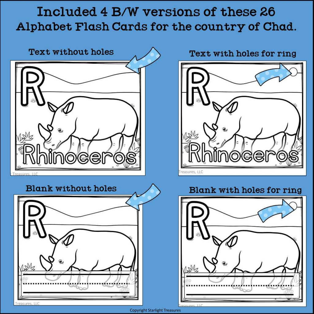 Alphabet Flash Cards for Early Readers - Country of Chad