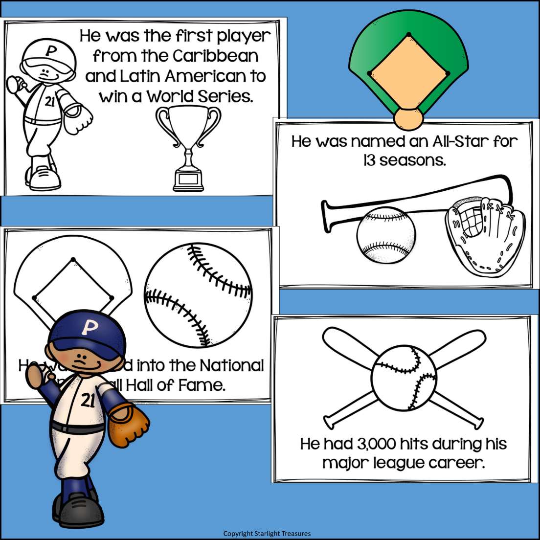 Roberto Clemente Mini Book for Early Readers: Hispanic Heritage Month