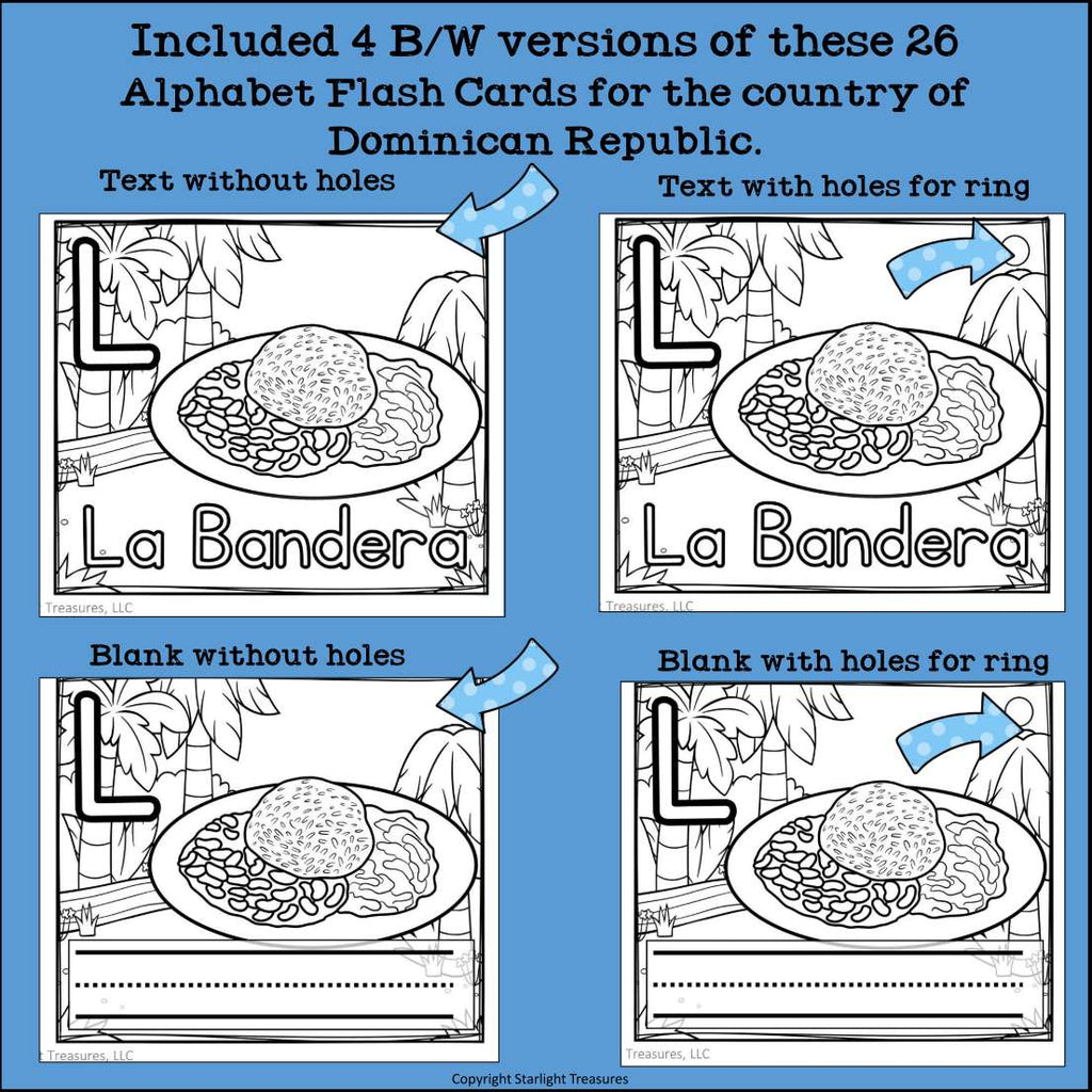 Alphabet Flash Cards for Early Readers - Country of Dominican Republic