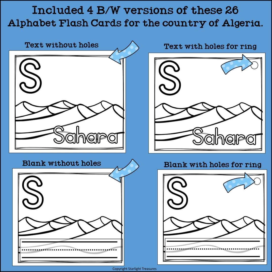 Alphabet Flash Cards for Early Readers - Country of Algeria