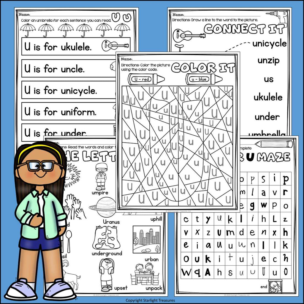Alphabet Letter of the Week Worksheets for Early Readers - Letter U