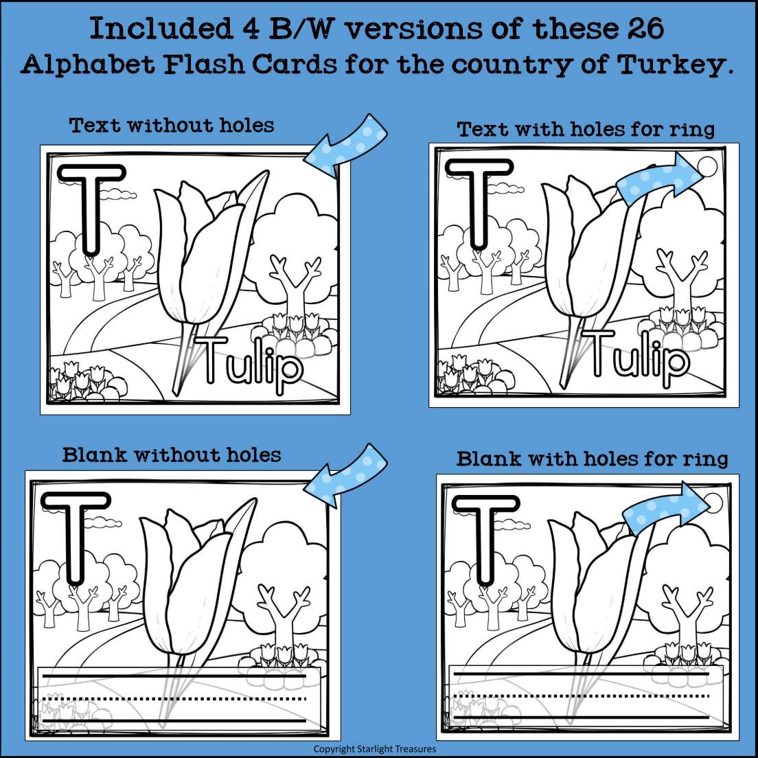 Alphabet Flash Cards for Early Readers - Country of Turkey