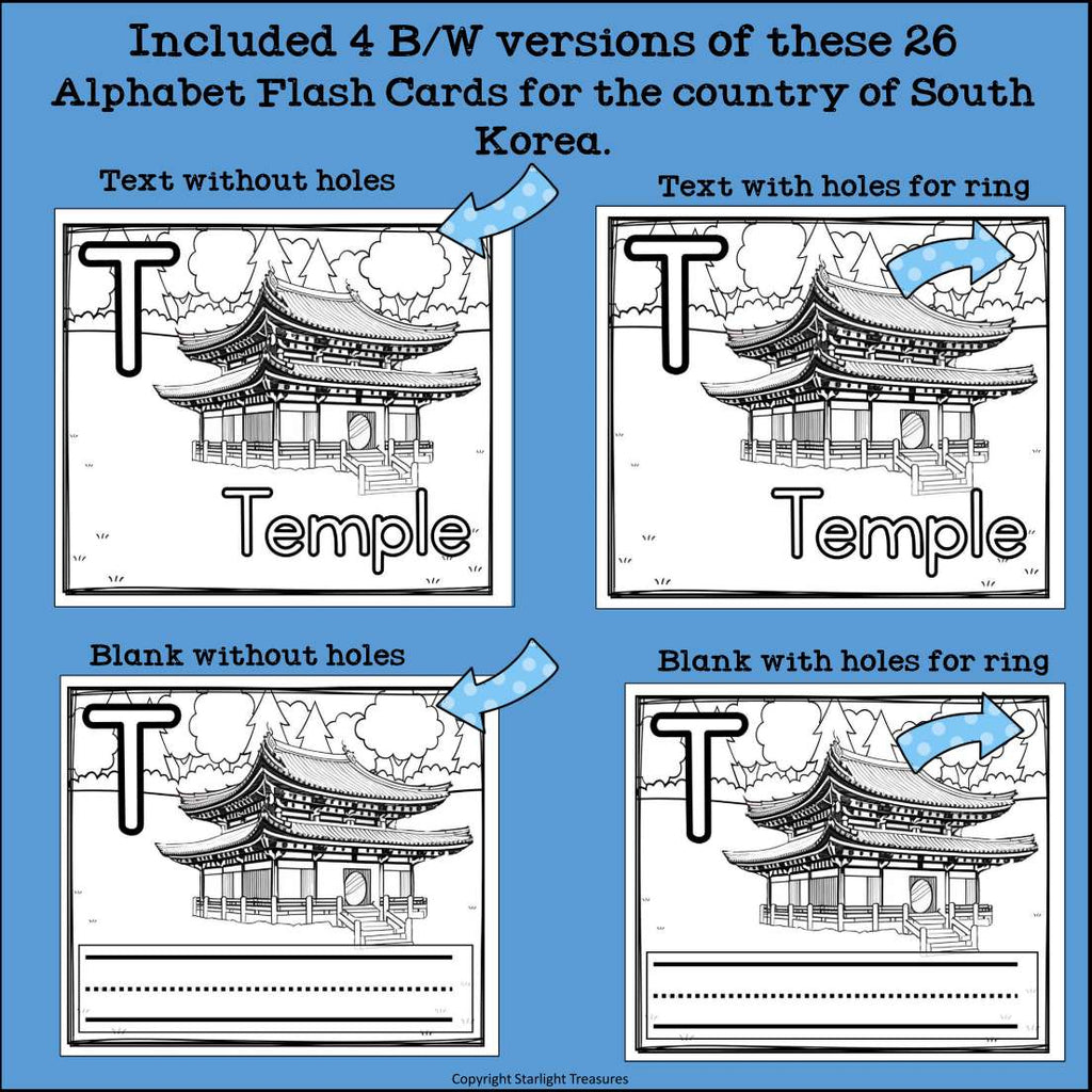 Alphabet Flash Cards for Early Readers - Country of South Korea