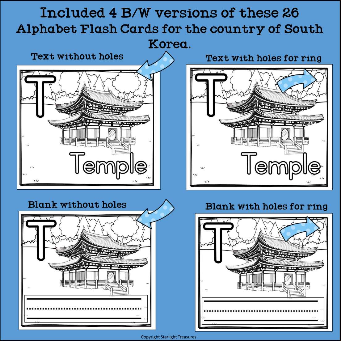 Alphabet Flash Cards for Early Readers - Country of South Korea