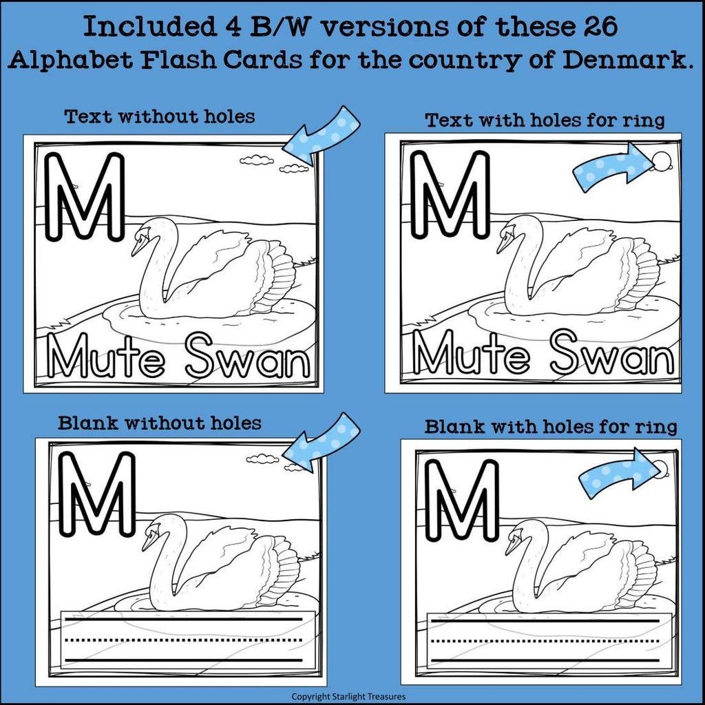 Alphabet Flash Cards for Early Readers - Country of Denmark