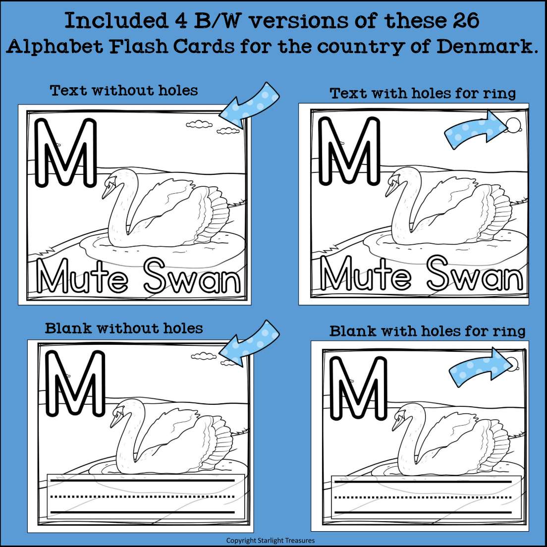 Alphabet Flash Cards for Early Readers - Country of Denmark